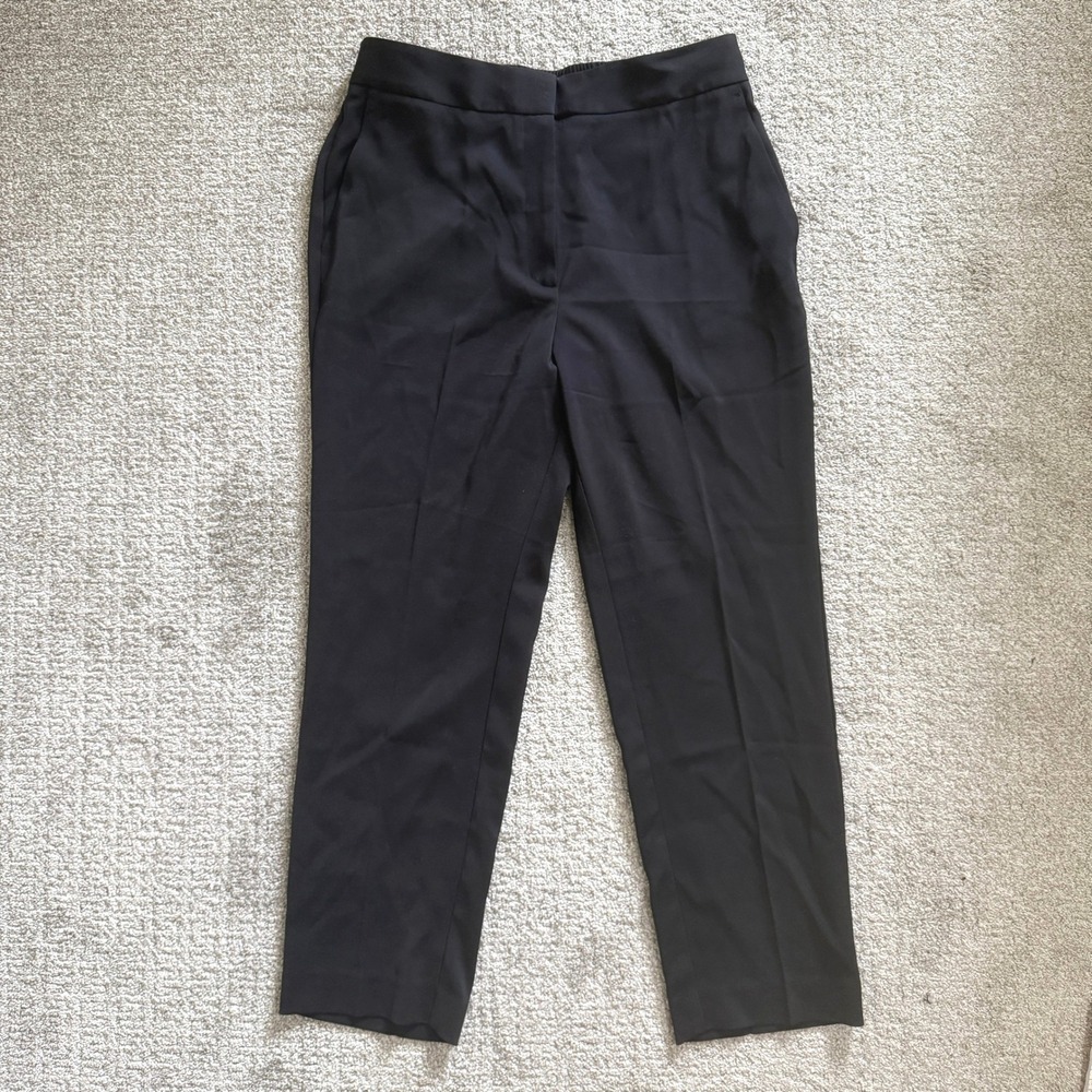 NWT Quince Stretch Crepe Ankle Pants Black Size 14 Elastic Office Minimal Comfy